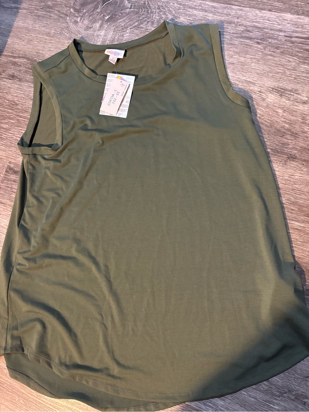 Lularoe cocoa tank top solid green new with tag